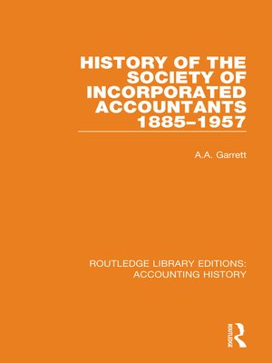 cover image of History of the Society of Incorporated Accountants 1885-1957